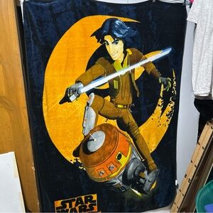 Star Wars Ezra Bridger Black and Orange Throw Blanket